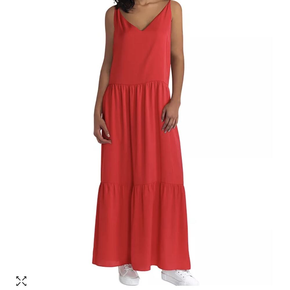 Gigi Parker Tiered Red Maxi Dress Medium